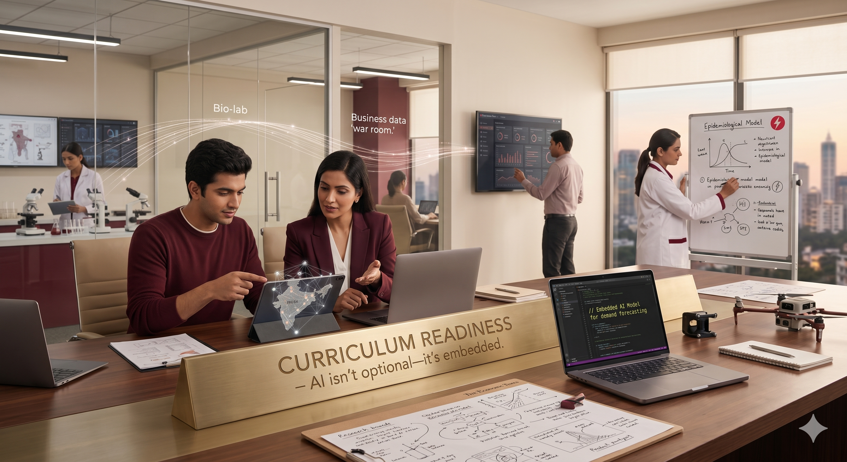 Students working in an AI-enabled classroom